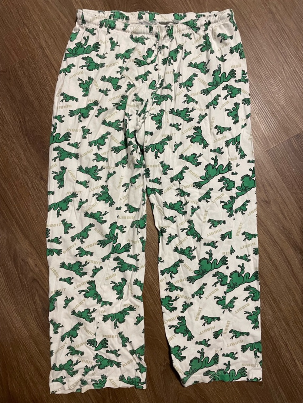 Peace Frogs Pajama Pants with Green Frog Print